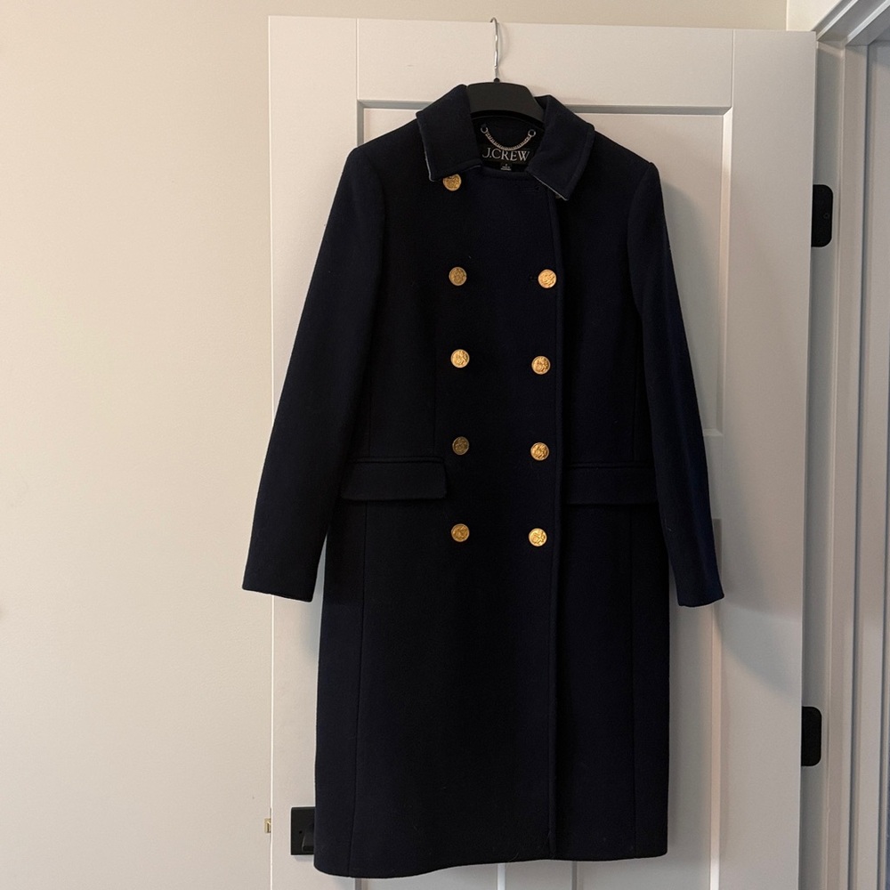 NWOT J. Crew Warwick Topcoat in Italian Stadium-Cloth Wool Blend | Navy | 0 - Picture 10 of 14